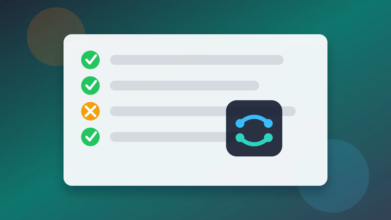 Checklist abstrato mostra etapas de validação para agentes de código sem texto visível.