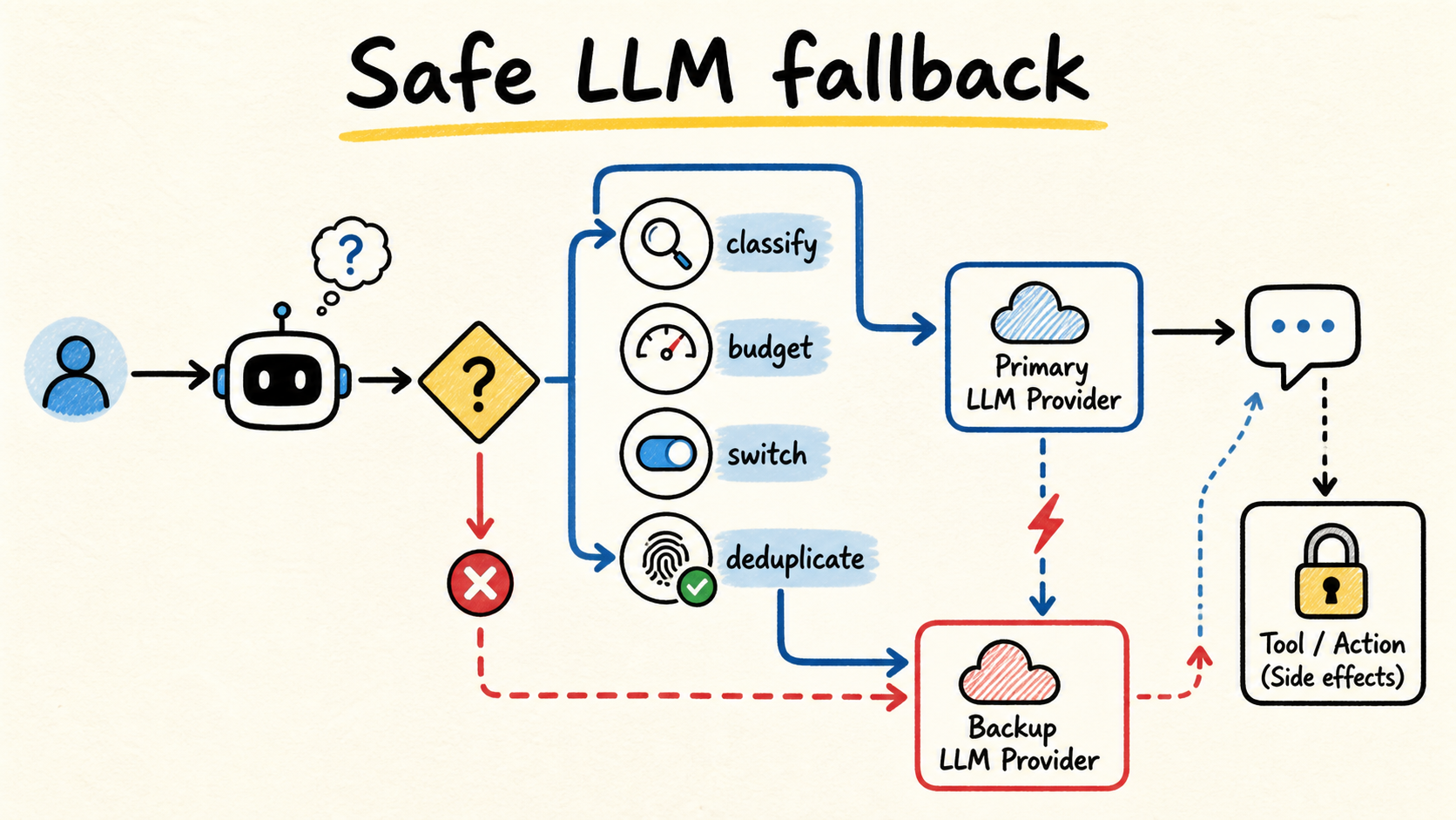 Como evitar tool calls duplicadas no fallback de LLM?