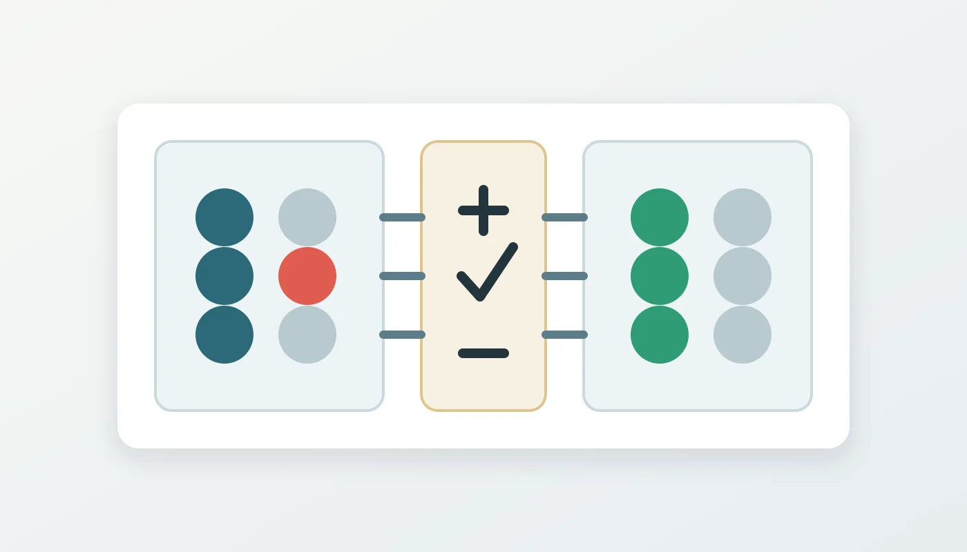 Abstract diagram showing a central registry separating approved and blocked tools with no visible text.