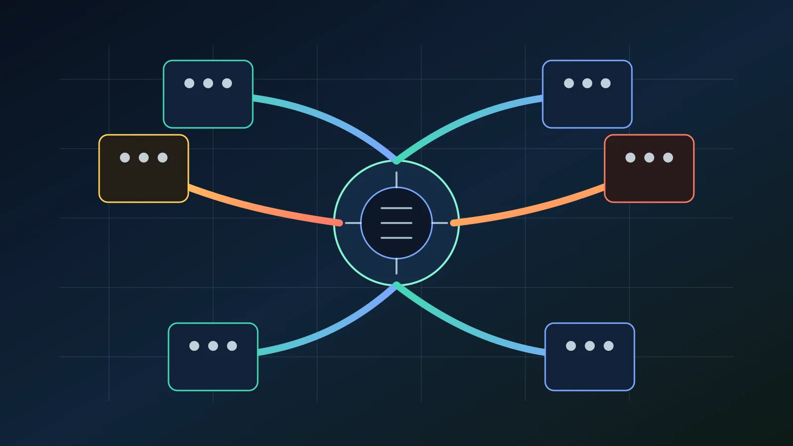 Abstract diagram shows coordinated subagents around a code migration without visible text.